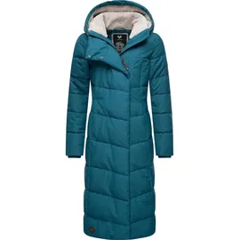 Ragwear Wintermantel Pavla Long extralanger Winterparka mit Teddyfutter und Kapuze blau S (36)