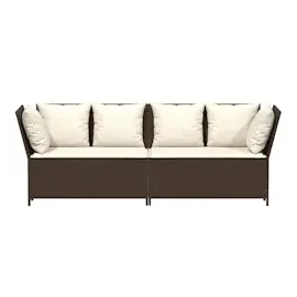 vidaXL Gartensofa mit Kissen Braun Poly Rattan