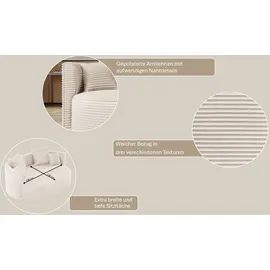 LeGer Home by Lena Gercke 2,5-Sitzer "ISALIE, rundes Loungesofa, mit Kissen, perfekt gepolstert", grau (taupe), B:200cm H:98cm T:145cm, LEGER HOME BY LENA GERCKE, Sofas, moderne Stoffe, mit 4 Zierkissen, extra große Sitzfläche, Topseller