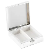 Brillibrum Design | Pillendose quadratisch | vercromt | 2 Fächer | Pillenbox für Unterwegs | Maße: 4,0 x 4,0 x 1,5 cm