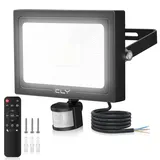CLY 60W LED Strahler mit Bewegungsmelder Außen Fernbedienung 5640LM Super Hell 6500K Kaltweiß LED Fluter IP66 Wasserdicht Außenstrahler 4 Smart Modi Scheinwerfer für Garten Garage Hof