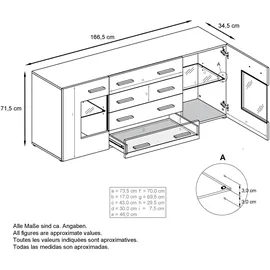 Vladon SIDEBOARD Noah Sandgrau Hochglanz
