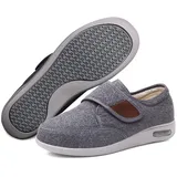 Winter Thermo Diabetiker Schuhe Herren Extra Weit für Geschwollene Füße Winterschuhe Warm Senioren Hausschuhe Klettverschluss Verstellbare Arthritis Ödem Therapieschuhe Rehaschuhe (Grau,47) - 47 EU X-Weit
