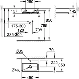 Grohe Cube Keramik Handwaschbecken 45,5 x 35 cm (3948300H)
