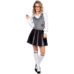 Schul Uniform Kostüm für Damen grau kariert - 46