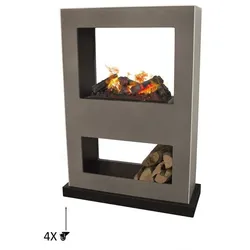 Xaralyn Kamin Lasize betonoptik freistehender durchsichtiger Kamin mit Wasserdampf Cassette 600