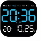 Digitale Wanduhr mit Fernbedienung, LED-Display mit Temperatur, Datum, Woche (blau)