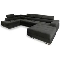 masseno Wohnlandschaft mit Schlaffunktion Casone ¦ schwarz ¦ Maße (cm): B: 345 H: 90