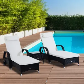 Outsunny Gartenliege 200 x 73 x 103 cm Schwarz