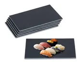 Relaxdays Schieferplatte 6er Set, Servierplatte rechteckig, 26 x 16 cm, zum Servieren von Käse, Sushi, Desserts, schwarz