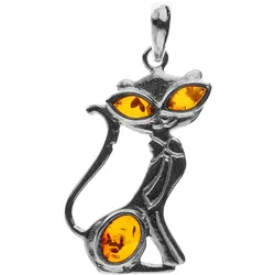 Ketten-Anhänger OSTSEE-SCHMUCK "Ostsee-Schmuck Anhänger Katze Anhänger Katze", weiß, Schmuckanhänger, Damen, 39 x 18mm, Silber 925 (Sterlingsilber), 2.8 g