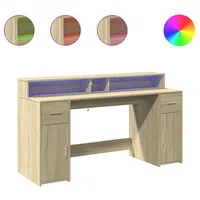 vidaXL Schreibtisch LED Sonoma-Eiche braun