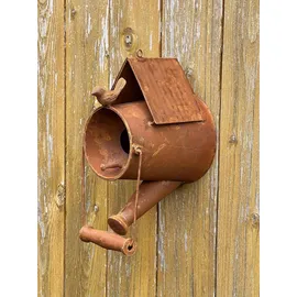 DanDiBo Ambiente Vogelhaus zum Aufhängen Edelrost Deko Rost Gießkanne Wetterfest 96424 Nistkasten Futterstation für Vögel Shabby mit Kette hängend Metallkanne Kanne Balkon