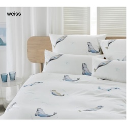 Elegante Bettwäsche Seals - 135x200 cm + 80x80 cm	weiss