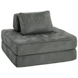 HOMCOM Schlafsessel 2 in 1 Klappbar Schlafsofa mit Schlaffunktion, Kissen, Grau - Grau