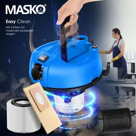 Masko MASKO® 6IN1 Industriestaubsauger Staubsauger Nass Trocken Sauger Aschesauger 2300W + Steckdose Blasfunktion ? Nass-Saugen Industrie-Sauger mit & ohne Beutel beutellos