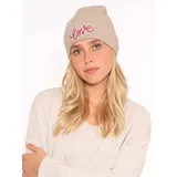 Zwillingsherz Kaschmir-Beanie in Hellbraun