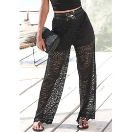 LASCANA Schlupfhose LASCANA, Damen, Gr. 46, N-Gr, schwarz, Spitze, Obermaterial: 98% Polyamid, 2% Elasthan. Futter: 100% Polyester, unifarben, figurumspielend lang, Hosen Schlupfhose, aus transparenter Spitzenware mit integrierter Shorts