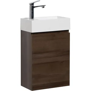 WC Badmöbel Angela 40x22 cm Braun Eiche - Schrank Waschbecken Badezimmer Toilette
