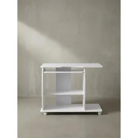 KADIMA DESIGN Computertisch GRASSE rollbar 90 x 71 x 50 cm mit Tastaturauszug, Laptop Tisch auf feststellbaren Rollen, PC-Tisch mit Drucker-Ablage