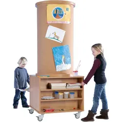 Mobile Kork-Litfaßsäule mit 2 Regalen