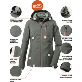 KILLTEC Damen Softshelljacke/Outdoorjacke mit Kapuze KOS 89 WMN SFTSHLL JCKT, 44, in Grau sage,