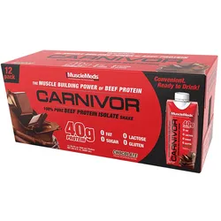 MuscleMeds Ready-to-Drink Beef Protein Isolate Shake (12 Packungen, Schokolade)