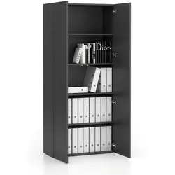 Büro-Hochschrank 2-türig SEGMENT, 4 Einlegeböden, 840 x 370 x 1880 mm, graphit