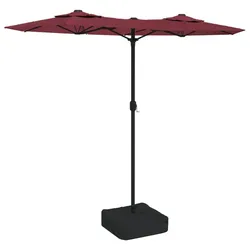 vidaXL Doppel-Sonnenschirm mit LED-Leuchten Bordeauxrot 316x240 cm