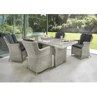 Destiny »LUNA«, 4 Sessel, Tisch, inkl. Auflagen), Aluminium, Polyrattan, weiß