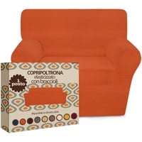 Sonit – Sesselbezug für 1-Sitzer mit Armlehnen – Sesselbezug für 1-Sitzer, elastisch, Schutzhülle mit Armlehnen, Universal-Sesselbezug mit elastischen Armlehnen, hergestellt in Italien, Orange