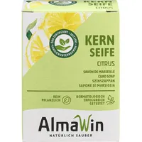 AlmaWin® Kernseife mit zartem Zitronenduft [2x 100g] - Stückseife für sanfte Hautreinigung - Vegane Kernseife Bio für gründliche Reinigung in Haushalt & Werkstatt - Kernseife Zitrone, Seife