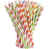 Vicloon Strohhalme Papier, Trinkhalme Papier Biologisch Abbaubare, Bunte Papier Trinkhalme Geeignet für Partys, Hochzeiten und Anlässe, Party Strohhalme 5 Farben, 100 PCS