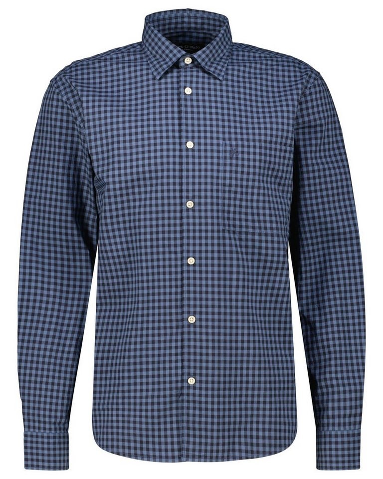 Marc O'Polo Langarmhemd Herren Freizeithemd im Vichy-Karo Regular Fit (1-tlg) blau XL