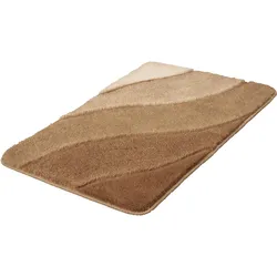 Badematte »Serenade«, rutschhemmend beschichtet, fußbodenheizungsgeeignet, Badteppich, Wellen Design, Farbverlauf, Hoch-Tief Effekt, waschbar, 85822554-4 taupe 1 St.