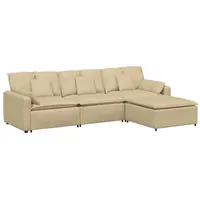 VidaXL Sofaelement Modulares Sofa mit Fußhocker und Kissen Graugrün