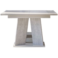 MIRJAN24 Esstisch Mufo, Stilvoll Ausziehbar Esszimmertisch, Design Ausklappbar Küchentisch, Esszimmer (Farbe: Weiß Hochglanz / Beton)