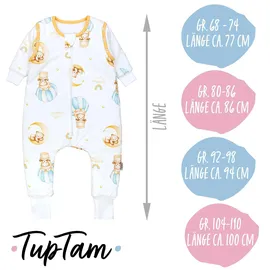 TupTam Schlafsack mit Beinen und Ärmeln OEKO-TEX zertifizierte Materialien, Winterschlafsack 2,5 TOG Unisex, Farbe: Balon/Bär/Mond, Größe: 92-98 - 92-98