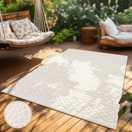 Paco Home Teppich PACO HOME "Cotton 231", beige (creme), B:60cm H:6mm L:110cm, Polypropylen, Teppiche, Teppich, Uni-Farben, Hoch-Tief Effekt, boho, In- und Outdoor geeignet