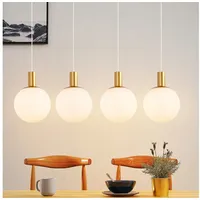 Nettlife Hängeleuchte Esstisch Glas E27 Gold 3/4 Flammig Höhenverstellbar Pendelleuchte, Höhenverstellbar, LED wechselbar, Hängend Glas Kronleuchter für Wohnzimmer Schlafzimmer Küche Esszimmer