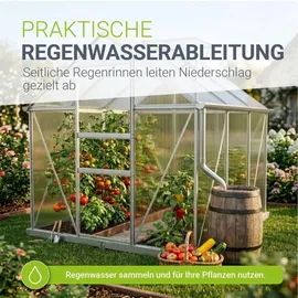 Juskys Gewächshaus Aluminium Grau HKP 4 mm 3,6 m2