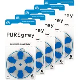 PUREgrey Hörgerätebatterien Typ 675-30 Stück Hörgeräte Batterien konzipiert für höchste Leistung – Pack mit 5 Blistern à 6 Hörgerätebatterien – PR44 Farbcode blau 1,45 Volt