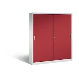 C+P CP-Möbel Büro-Schiebetürenschrank 160 x 40 x 195 cm grau/rot