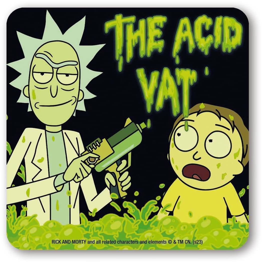 Logoshirt®️ Rick and Morty I The Acid Vat I Untersetzer I Coaster I Kork I 10x10cm I langlebiger Druck I Lizenziertes Originaldesign
