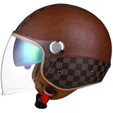 Motorradhelm Rollerhelm Retro Helm Motorrad Mit Doppelbrille Herausnehmbares Futter Chopper Helm Mit ECE Zulassung Motorradhelm Halbschale Für Erwachsener Herren Damen