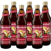 RABENHORST Antistress 6er Pack (6 x 700 ml). Mehrfrucht-Rote-Bete-Saft in Bio-Qualität mit Matcha und Spirulina-Algen
