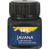 Kreul Javana Stoffmalfarbe für helle und dunkle Stoffe, 20 ml Glas schwarz, brillante Farbe auf Wasserbasis, pastoser Charakter, zum Stempeln und Schablonieren, nach Fixierung waschecht