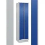 C+P Spind Classic PLUS, Sockel, 2 Abteile, HxBxT 195x50x50cm, Zylinderschloss, Hellgrau/Enzianblau von PROREGAL