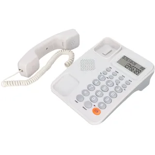 KX-T2027CID Schnurgebundenes Telefon für, Festnetztelefon, Unterstützt FSK/DTMF, Freisprechen, Anrufer-ID, Wecker, Taschenrechner, 24 Klingeltöne, LCD-Display (Weiß)