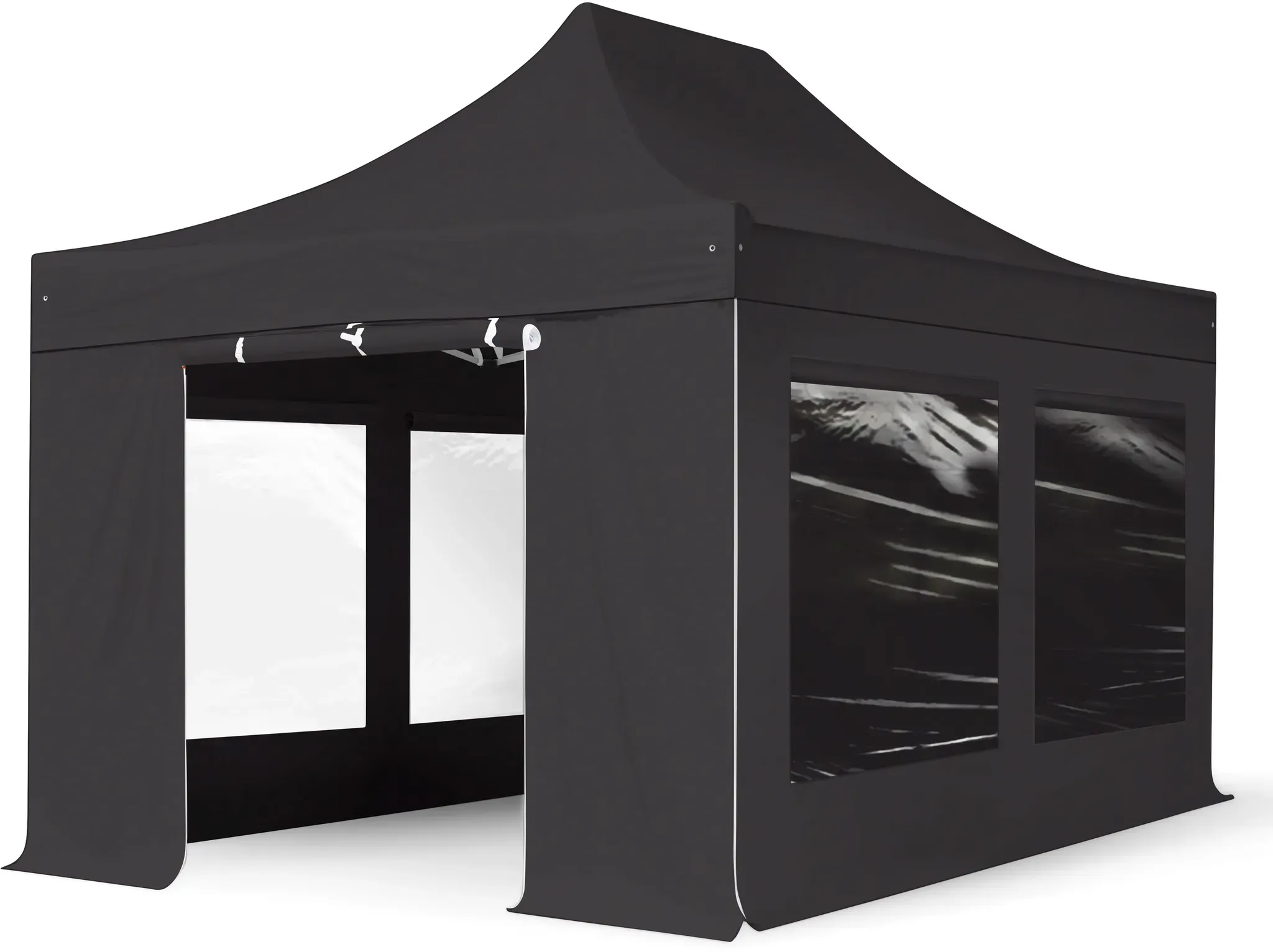 TOOLPORT  3x4,5m Aluminium Faltpavillon, inkl. 4 Seitenteile, schwarz - (59303)